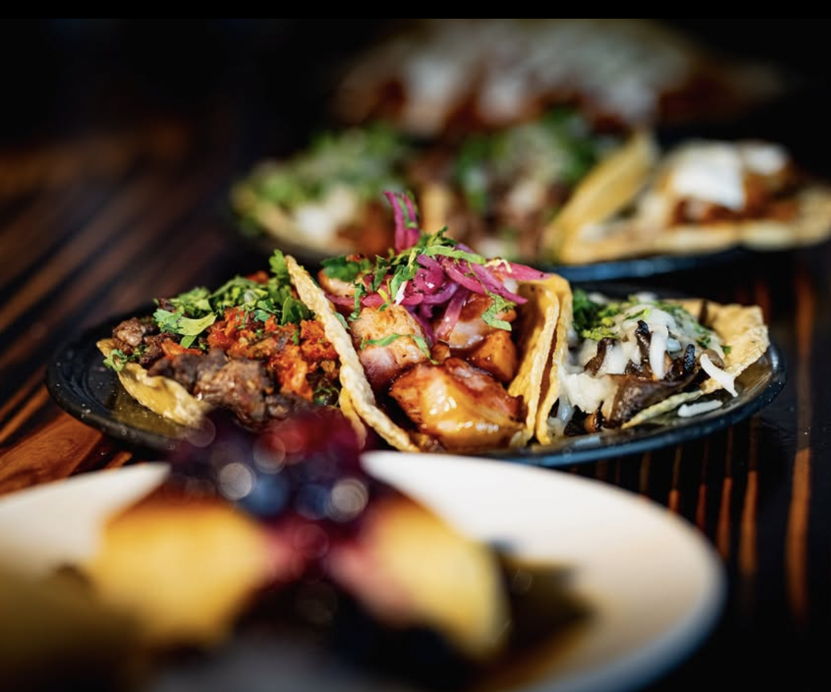 Professional food photography of street tacos