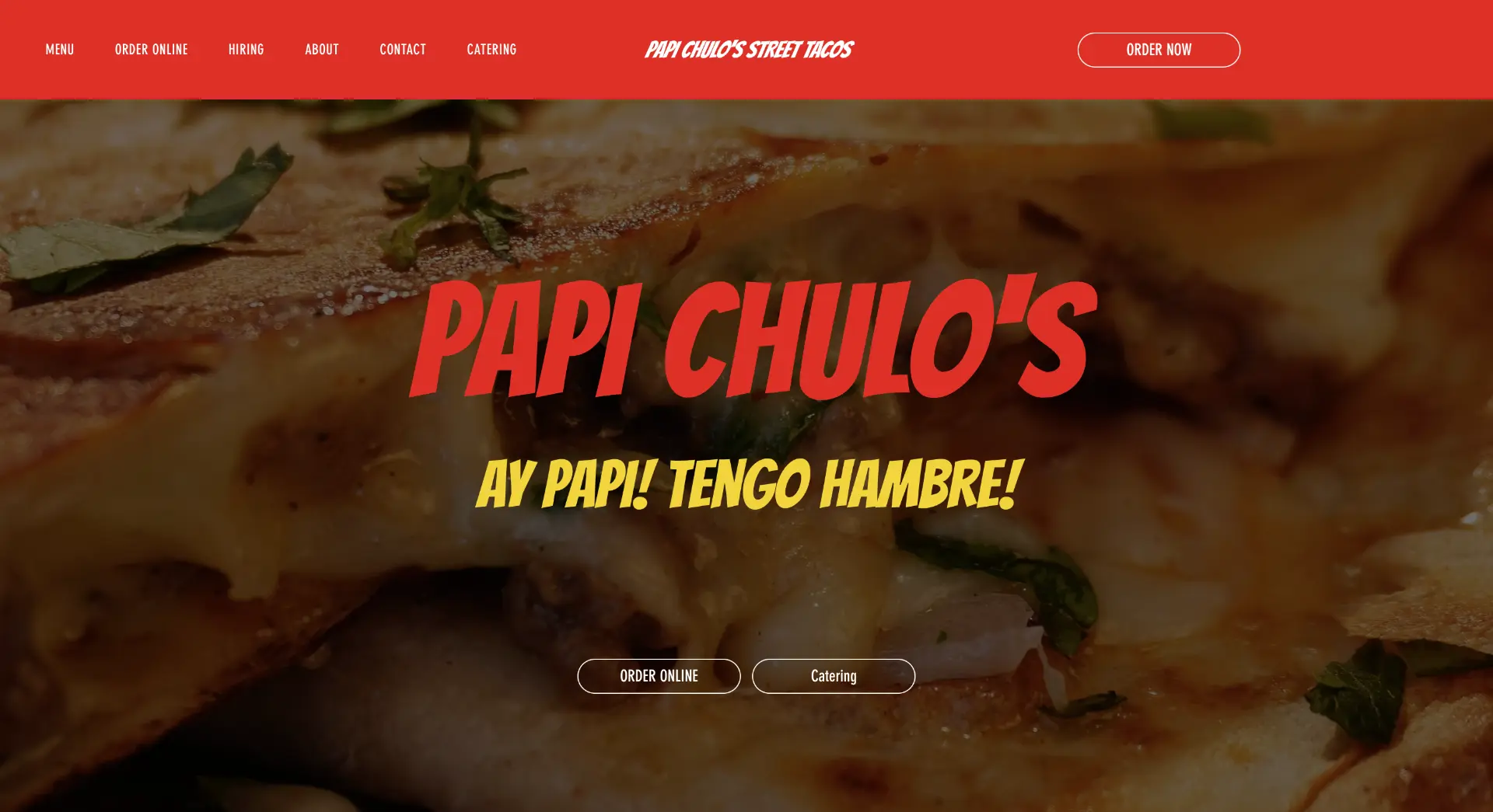 Papi Chulo's Street Tacos website homepage