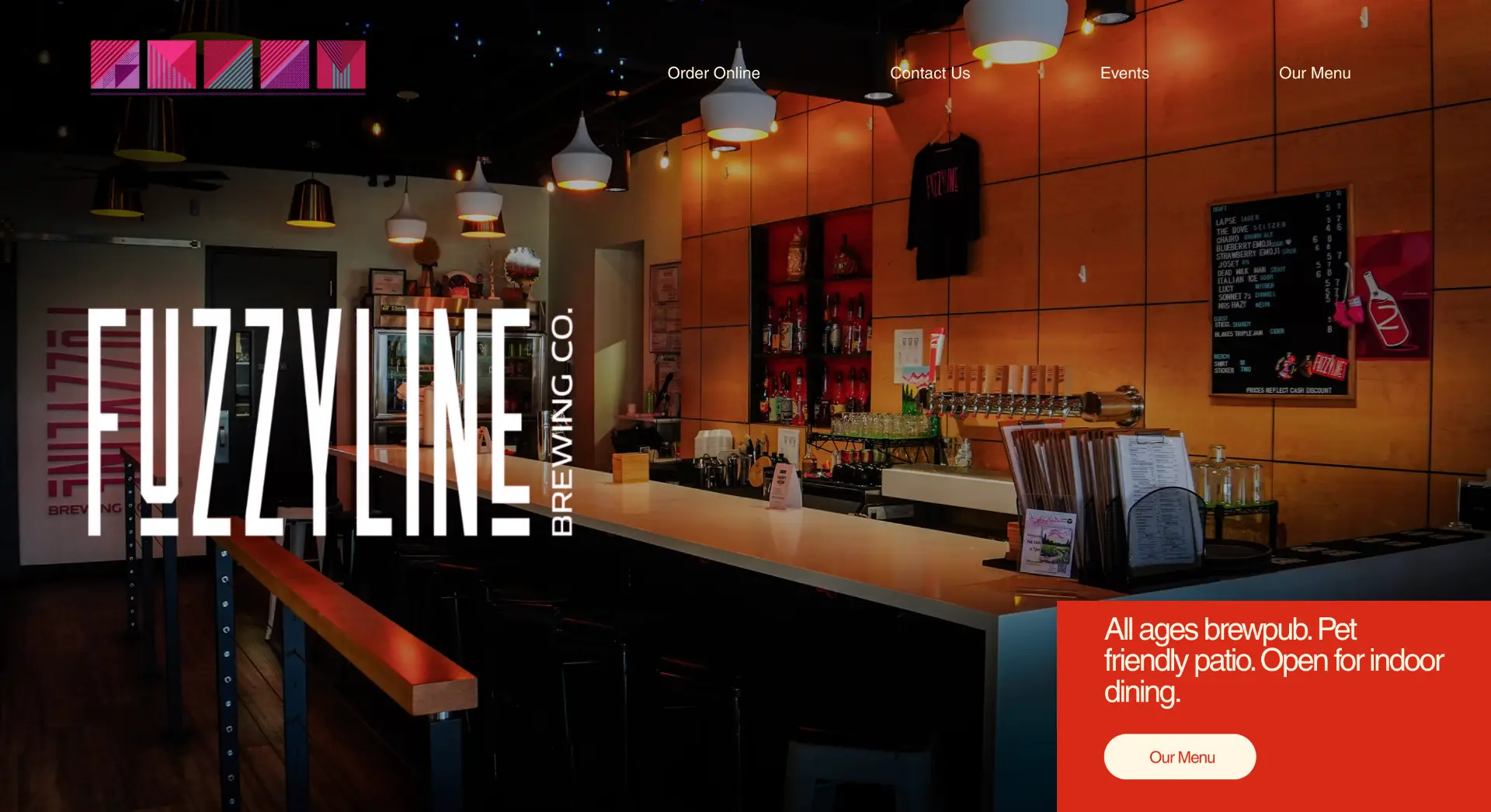 Fuzzyline Brewing Co. website homepage