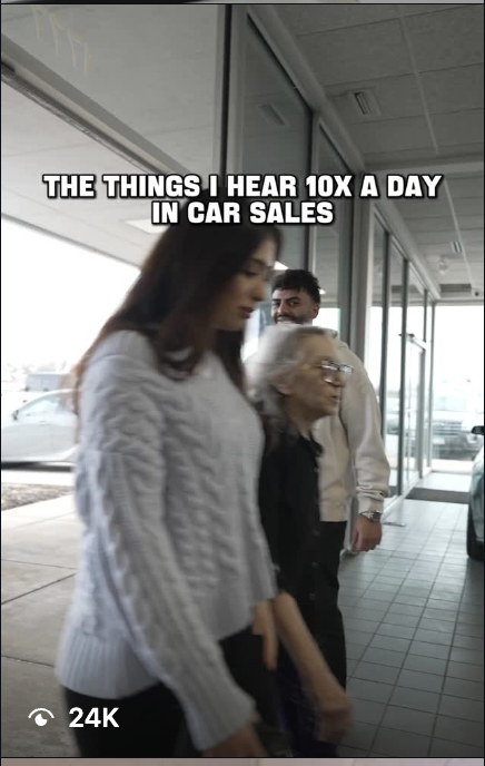 Client video skit in a car showroom with 24K views