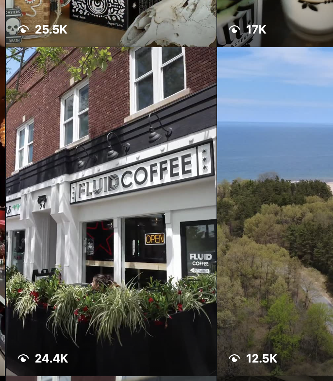 Client posts with view counts of 25.5K, 24.4K, 17K and 12.5K